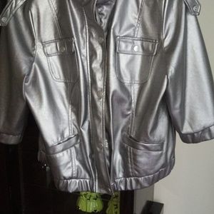 Faux Leather silver jacket.